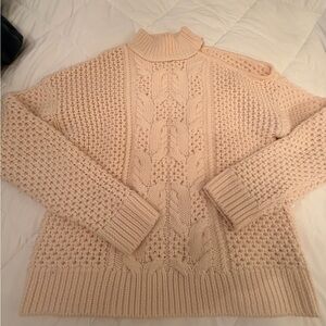 INTERMIX Blush Cable Knit Turtleneck Sweater